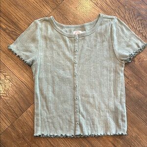 Wonder Nation Green Button Down Shirt with Textured Fabric